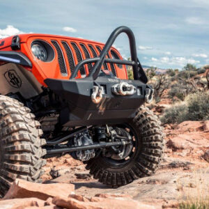 Road Armor Stealth Front Skid Plate Mid Width Satin Black Road Armor in Texture Black for 2018-2023 Wrangler JL