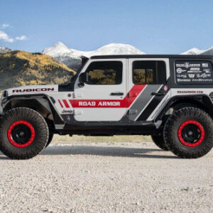 Road Armor Stealth Front Winch Bumper Sheetmetal Bar Guard Mid Width in Texture Black for 2018-2023 Wrangler JL and 2020-2023 Gladiator JT