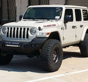 Road Armor Stealth Front Winch Bumper Full Width in Texture Black for 2018-2023 Wrangler JL and 2020-2023 Gladiator JT