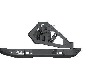Road Armor Stealth Rear Bumper Full Width with Tire Carrier Assembly in Texture Black for 2018-2025 Wrangler JL