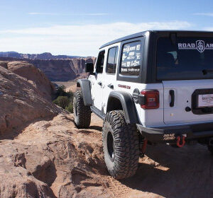 Road Armor Stealth Rear Bumper Mid Width ONLY, with Tire Carrier Hole in Texture Black for 2018-2023 Wrangler JL